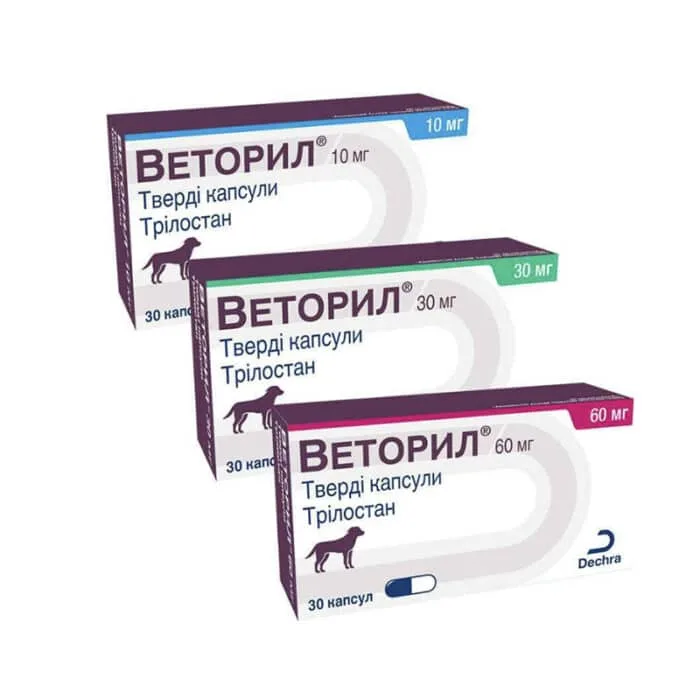 Веторил – при хворобі Кушинга у собак (30 капсул) 1 Веторил (Vetoryl) Dechra при синдромі Кушинга для собак, 30 капс