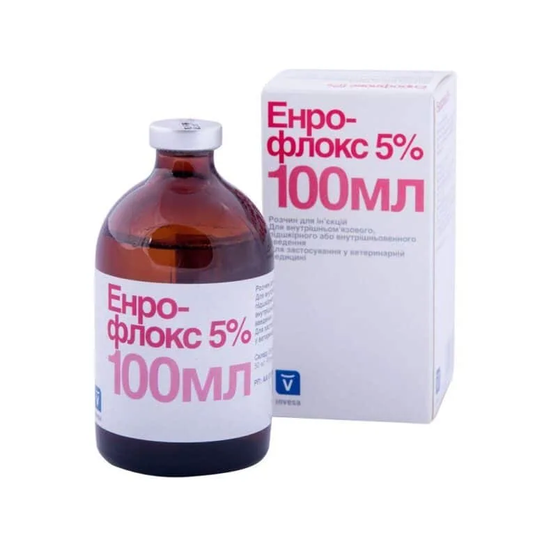 Енрофлокс 5% антибіотик для тварин, 100 мл