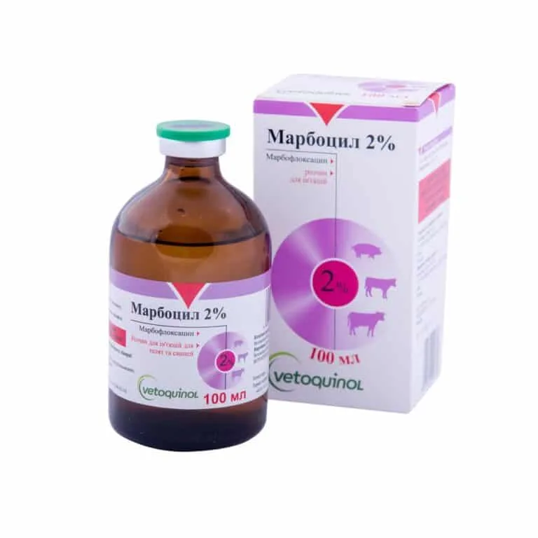Марбоцил Vetoquinol 2% антибіотик для тварин, 100 мл