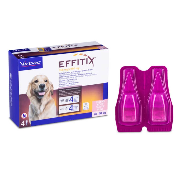 Еффітікс (Effitix) Virbac від бліх та кліщів для собак 20-40 кг, 4 піпетки