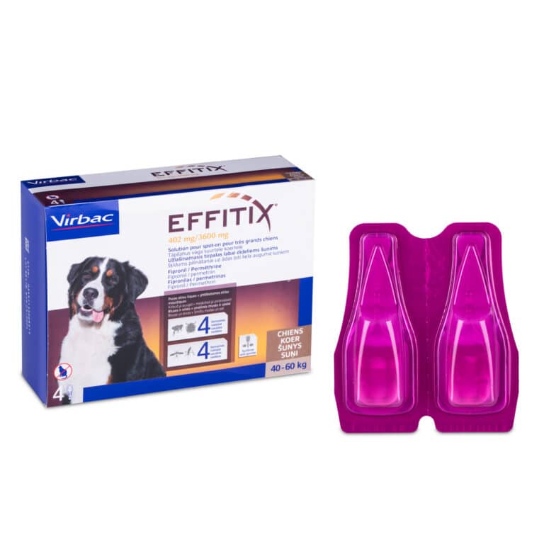 Краплі Еффітікс (Effitix) Virbac від бліх та кліщів для собак 40-60 кг, 4 шт