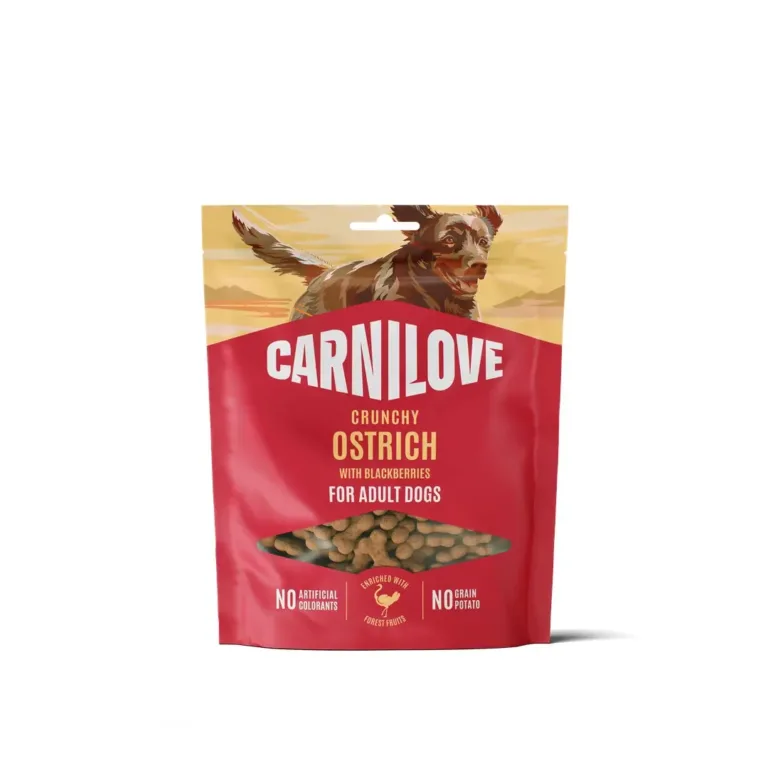 Хрумкі ласощі для собак Carnilove зі страусом та ожиною, 200 г