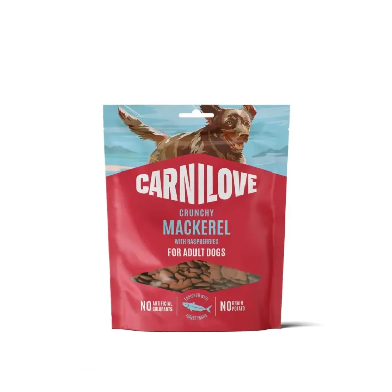 Хрумкі ласощі для собак Carnilove зі скумбрією та малиною, 200 г