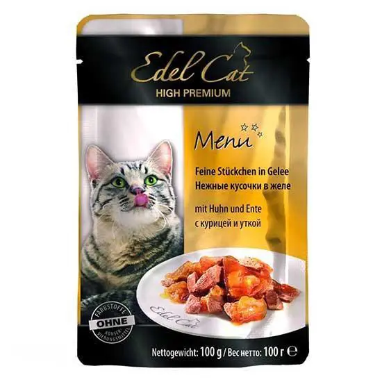 Вологий корм для котів Edel Cat з куркою і качкою у желе, 100 г
