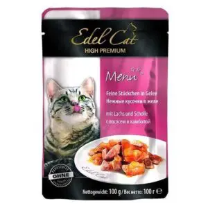 Вологий корм для котів Edel Cat з лососем і камбалою у желе, 100 г