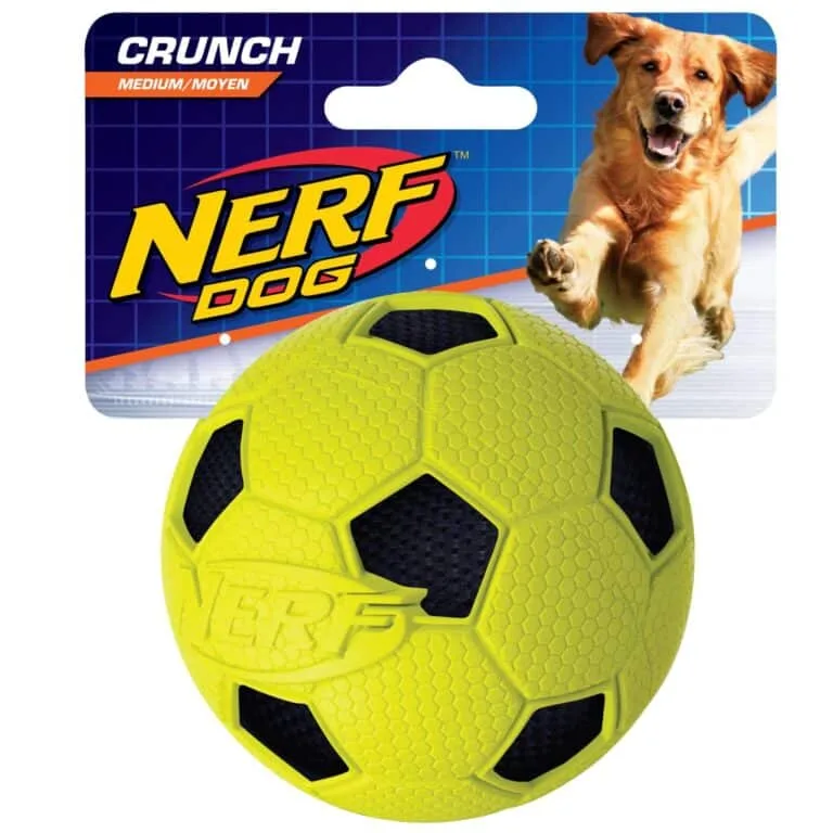 Іграшка Nerf Soccer Crunch Ball м'ячик зелений синій середній для собак