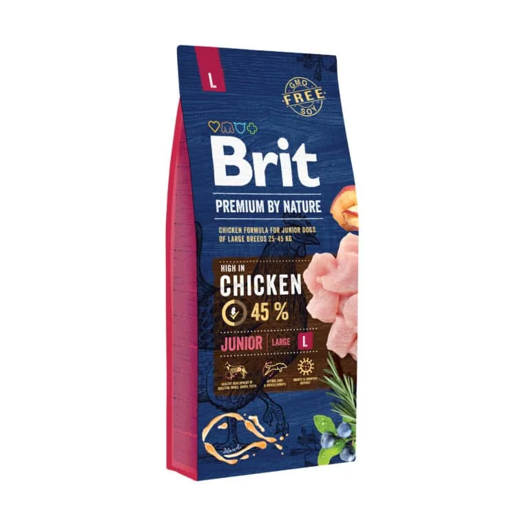 Сухий корм для цуценят великих порід Brit Premium Junior L з куркою