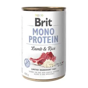 Вологий корм Brit Mono Protein Lamb & Rice з ягням і рисом для собак, 400 г