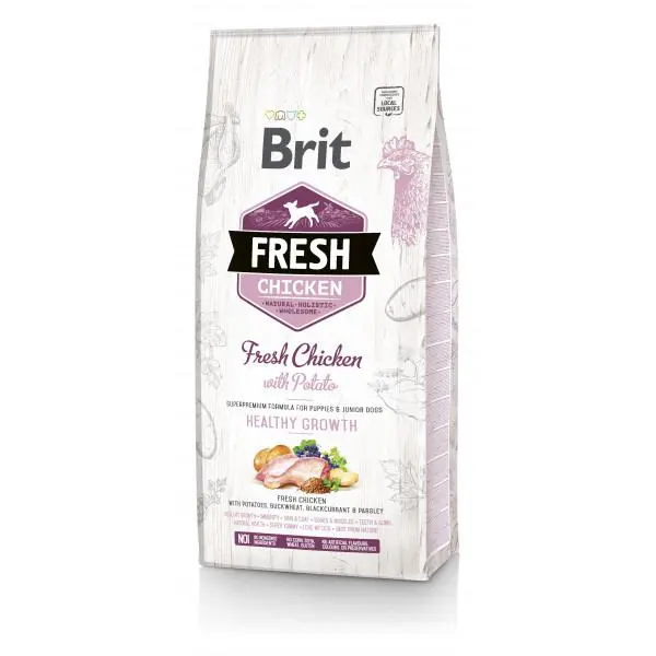 Корм Brit Fresh Healthy Growth для цуценят та юніорів з куркою та картоплею