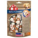 Ласощі 8in1 Triple Flavour кістки жувальні XS для собак, 21 шт