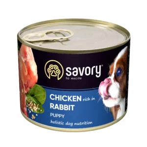 Вологий корм Savory з кроликом і куркою для цуценят
