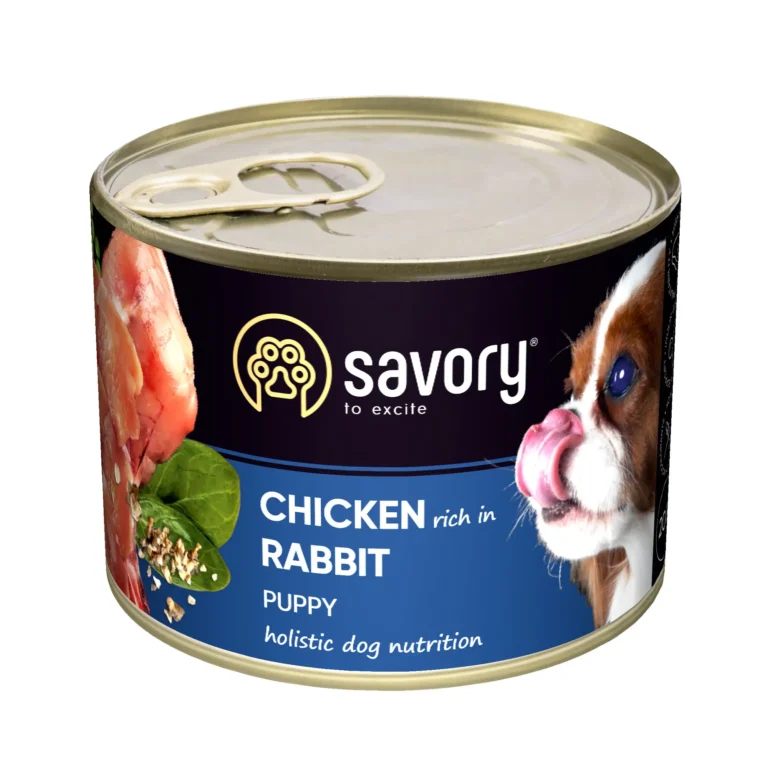 Вологий корм Savory з кроликом і куркою для цуценят