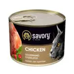 Вологий корм Savory Cat Can Adult Sterilised з куркою для стерилізованих котів