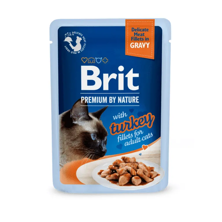 Вологий корм для котів Brit Premium by Nature Cat Fillets in Gravy з індичкою у соусі, 85 г