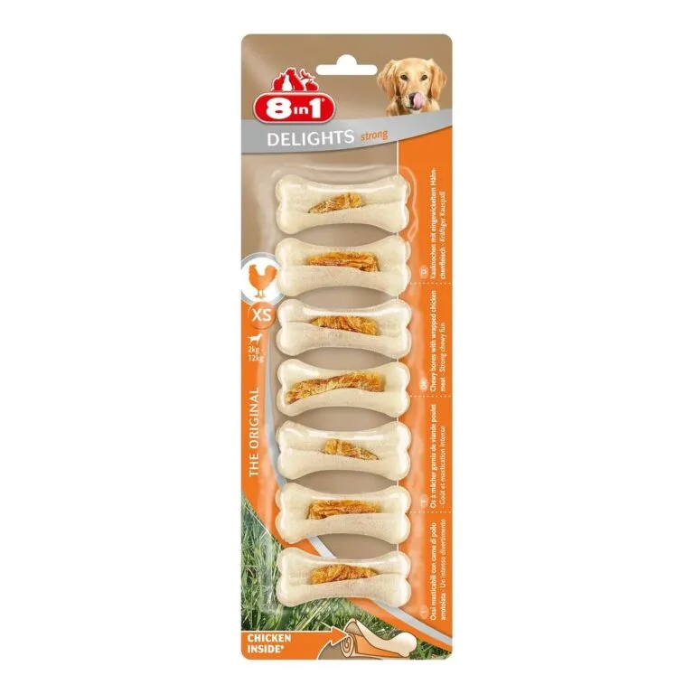 Ласощі 8in1 Strong XS кістка з куркою для собак, 7 шт