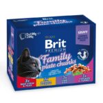 Brit Premium Cat Набор паучей семейная тарелка ассорти 4 вкуса 100g х 12шт
