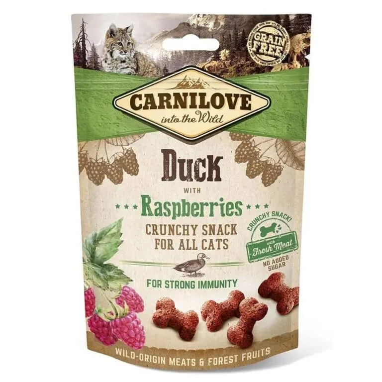 Ласощі Carnilove Cat Crunchy Snack качка, малина для котів, 50g