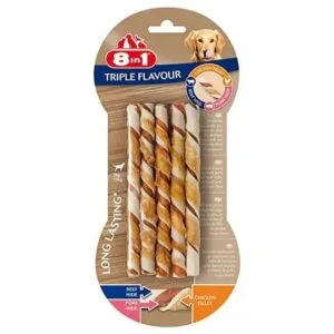 Ласощі 8in1 Triple Flavour плетені палички для собак, 10 шт