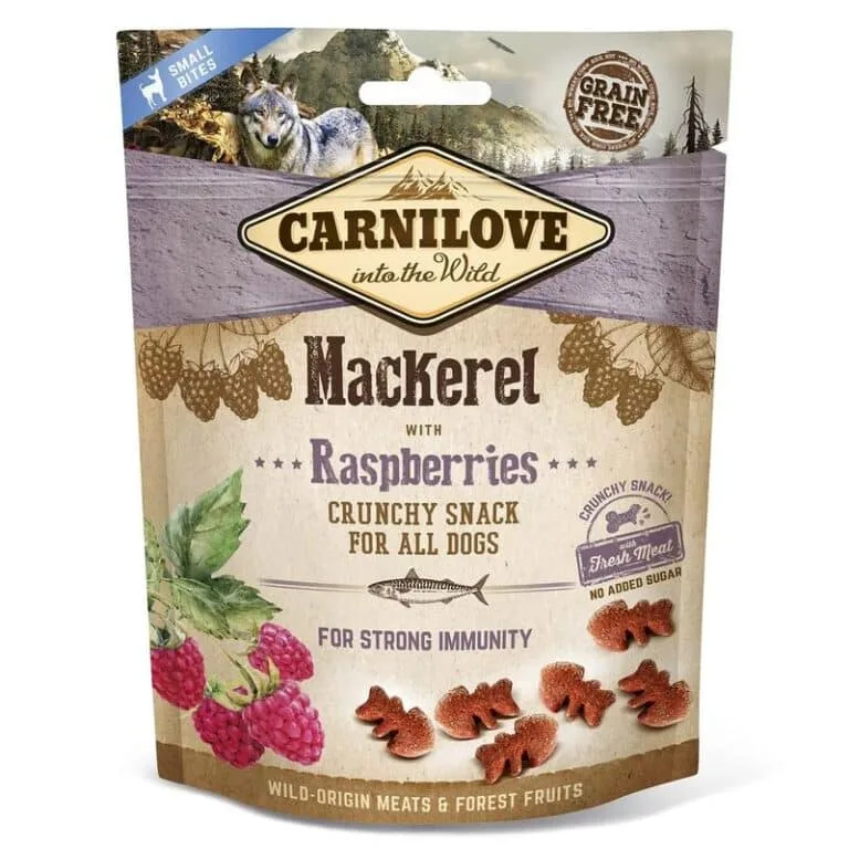 Ласощі Carnilove Dog Crunchy Snack скумбрія, малина для собак, 200g