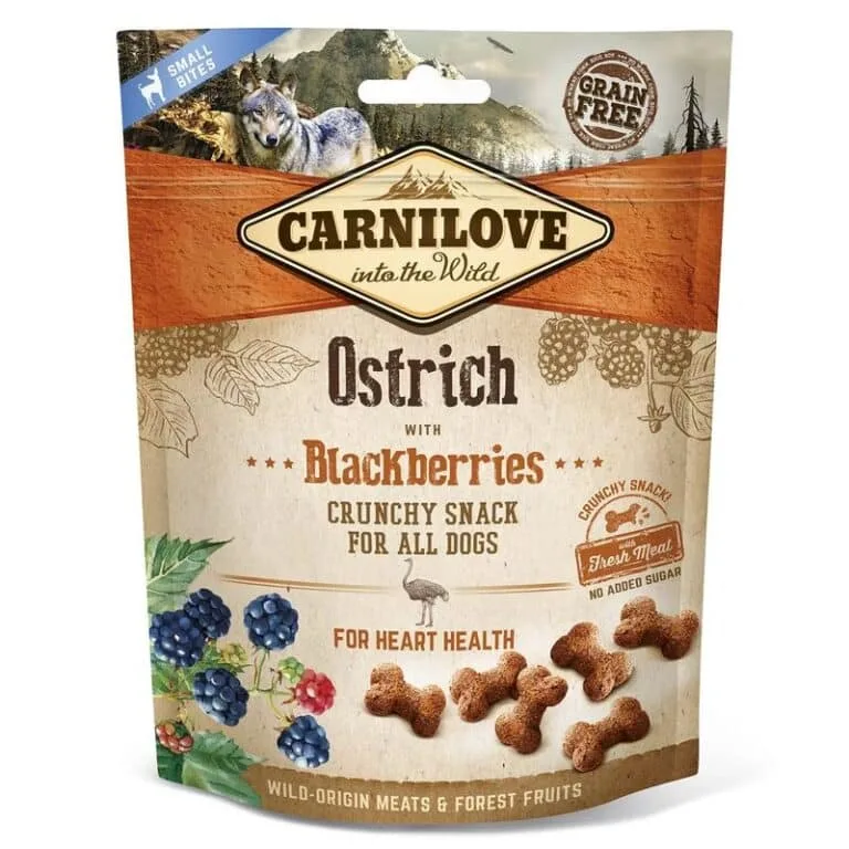 Ласощі Carnilove Dog Crunchy Snack м'ясо страуса, ожина для собак, 200g