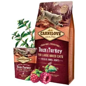 Корм для дорослих великих кішок, з качкою та індичкою – Carnilove Cat Adult Large Duck & Turkey