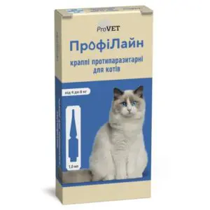 Профілайн ProVet краплі на холку від бліх та кліщів для котів 4-8 кг, 4 піпетки