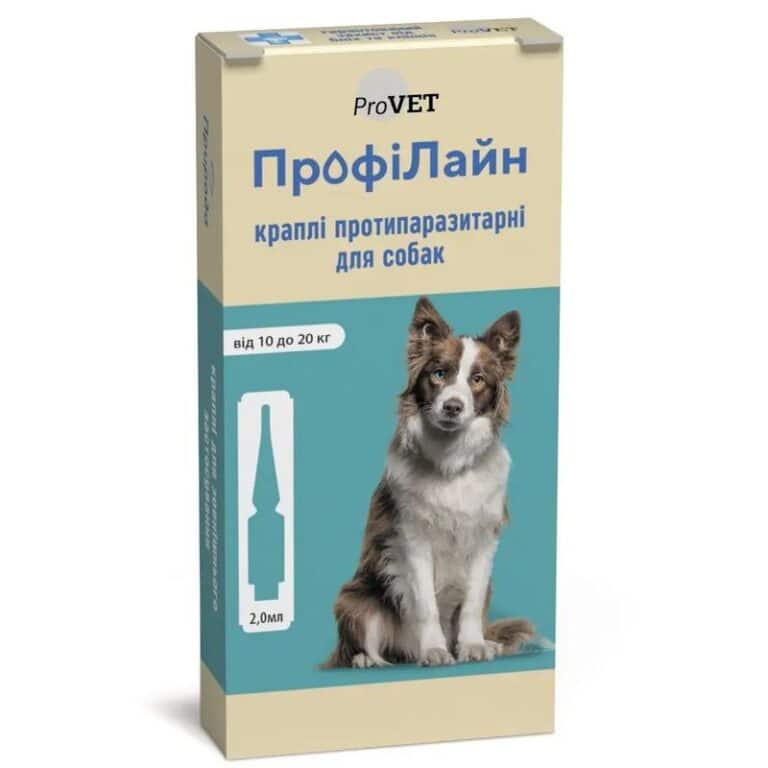 Краплі ProVet Профілайн від бліх та кліщів для собак 10-20 кг, 4 піпетки