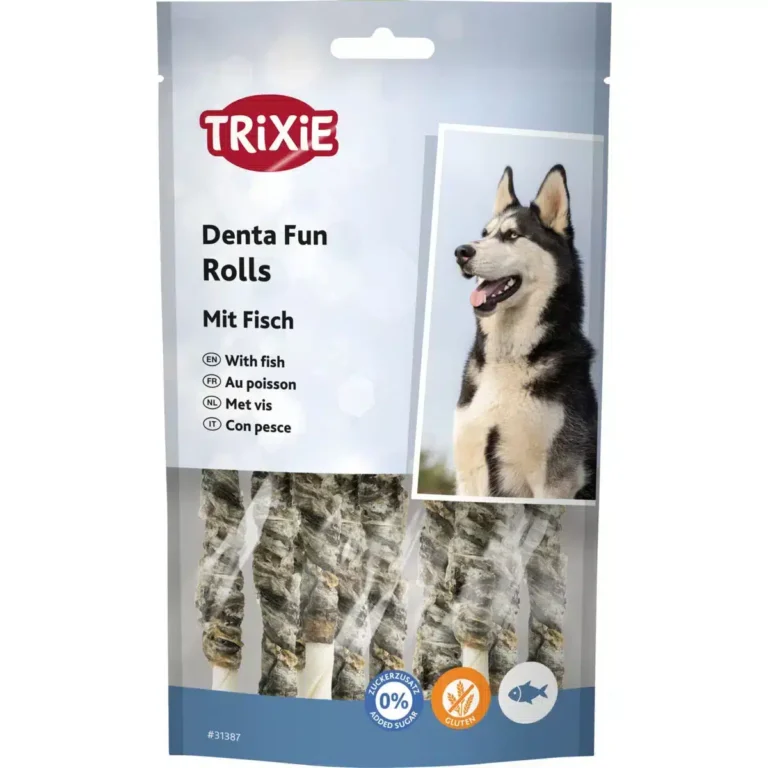 Ласощі для собак Trixie Denta Fun Роли жувальні натуральна шкіра 12 см 75 г 10 шт/уп