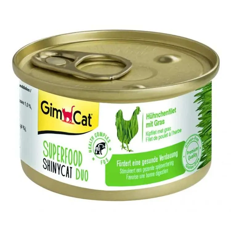 Вологий корм Shiny Cat Superfood для котів з куркою і травою, 70 г