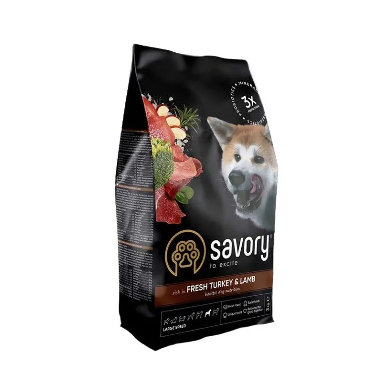 Сухий корм Savory з індичкою і ягням для собак великих порід