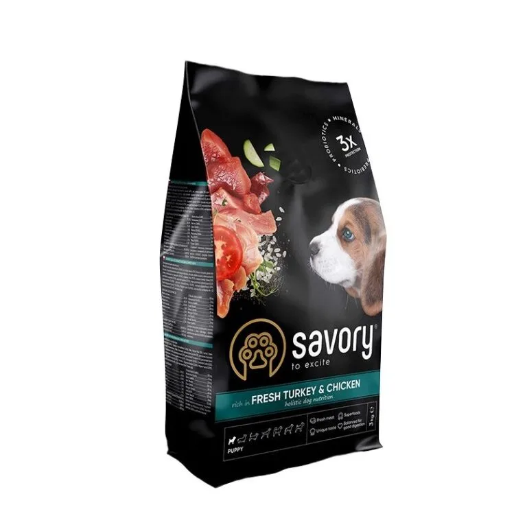 Сухий корм Savory з індичкою і куркою для цуценят всіх порід