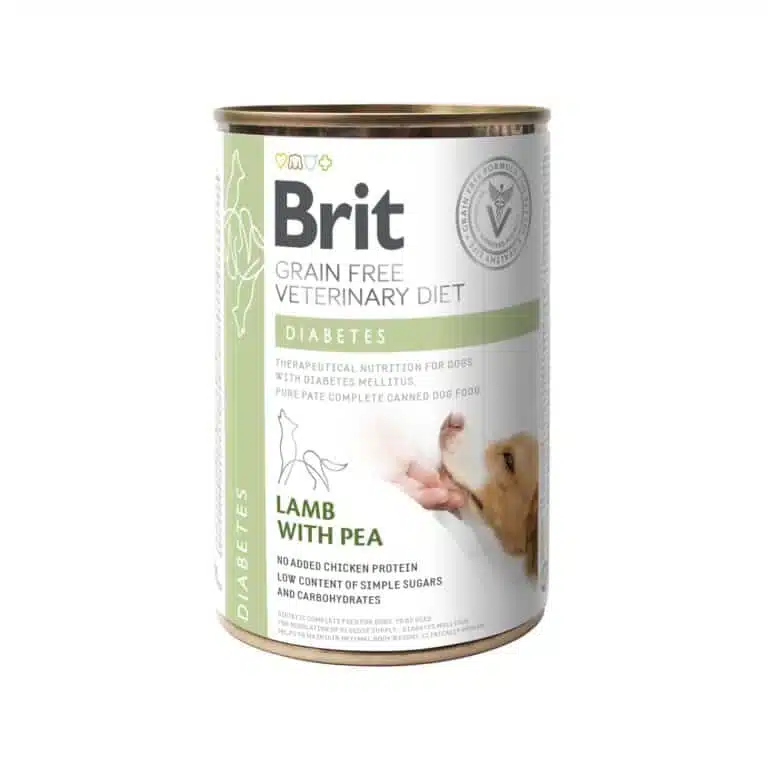 Вологий корм Brit Veterinary Diets Diabetes при діабеті з ягням і горошком, 400 г