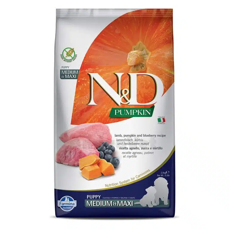 Сухий корм для цуценят Farmina N&D Pumpkin Puppy Medium & Maxi беззерновий з ягням, гарбузом і чорницею