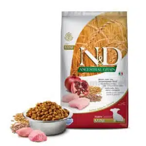 Сухий корм для цуценят малих порід Farmina N&D Low Grain Puppy Mini з куркою і гранатом