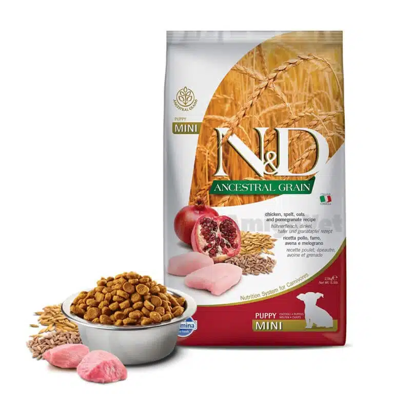 Сухий корм для цуценят малих порід Farmina N&D Low Grain Puppy Mini з куркою і гранатом
