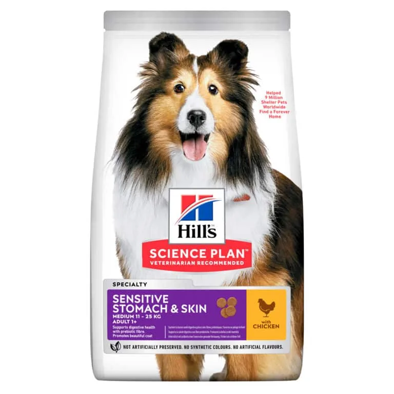 Сухий корм для дорослих собак середніх порід Hill's Science Plan Adult Sensitive Stomach & Skin Medium з куркою