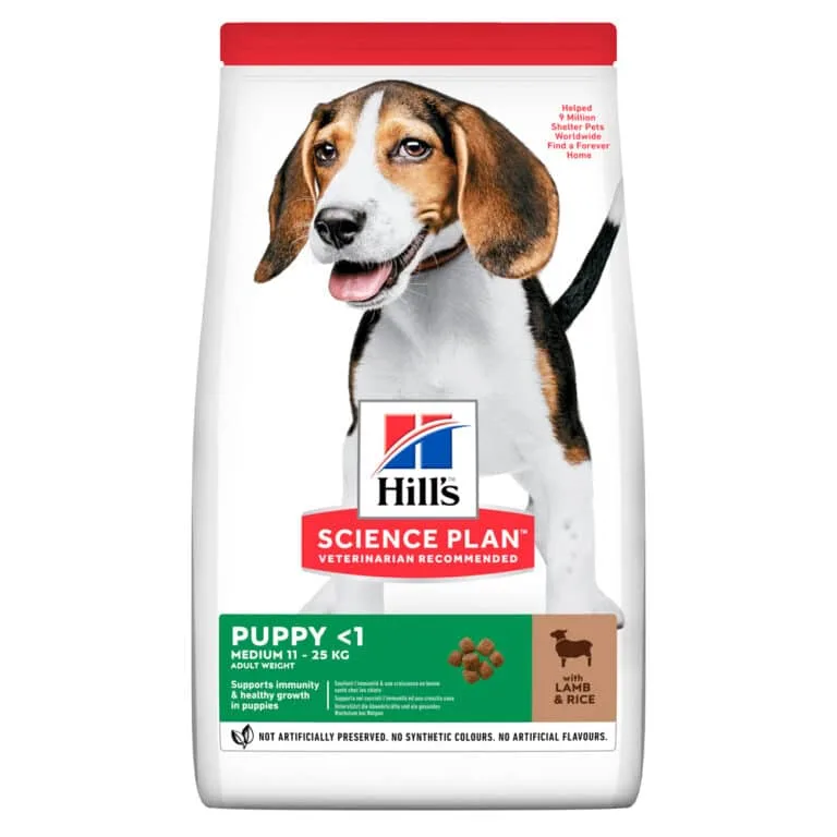 Сухий корм для цуценят середніх порід Hill's Science Plan Puppy Medium Breed з ягням і рисом