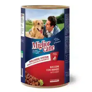 Вологий корм Migliorcane зі шматочками яловичини для собак, 1250 г