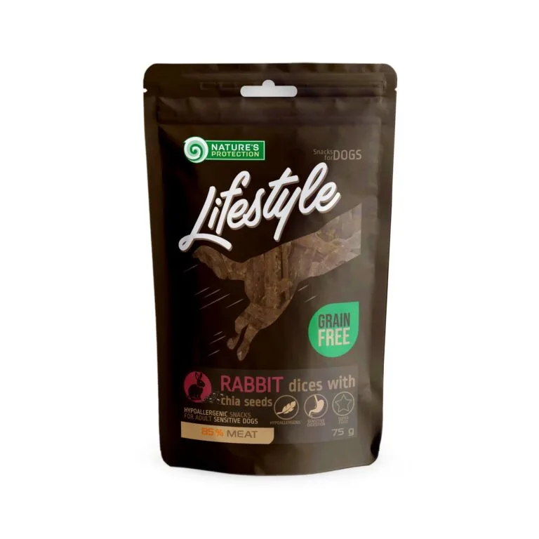 Ласощі Nature's Protection Lifestyle скибочки кролика з насінням чіа для собак, 75 г