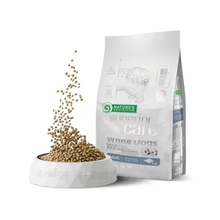 Беззерновий корм для дорослих собак малих порід з білою шерстю, Nature's Protection Superior Care з білою рибою