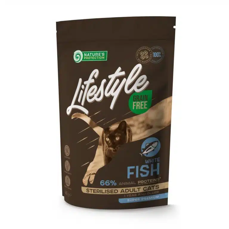 Сухий корм Nature's Protection Lifestyle Sterilised беззерновий з білою рибою для котів