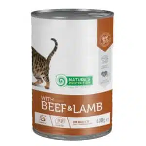 Вологий корм Nature's Protection з яловичиною та ягням для котів, 400 г