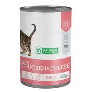 Влажный корм для взрослых кошек Nature's Protection с курицей и сыром 400 г