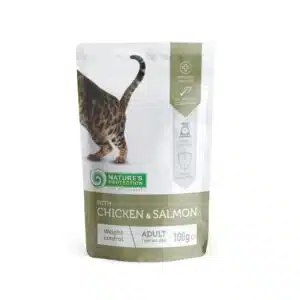 Вологий корм Nature's Protection Weight Control з куркою і лососем для котів, 100 г