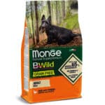 Беззерновой корм для взрослых собак мелких пород Monge Dog Bwild Grain Free Mini с уткой