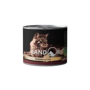Вологий корм для дорослих котів Landor з індичкою і качкою, 200 г
