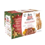 Різдвяний набір вологих кормів для кішок Brit Care Cat філе в соусі, 12+1