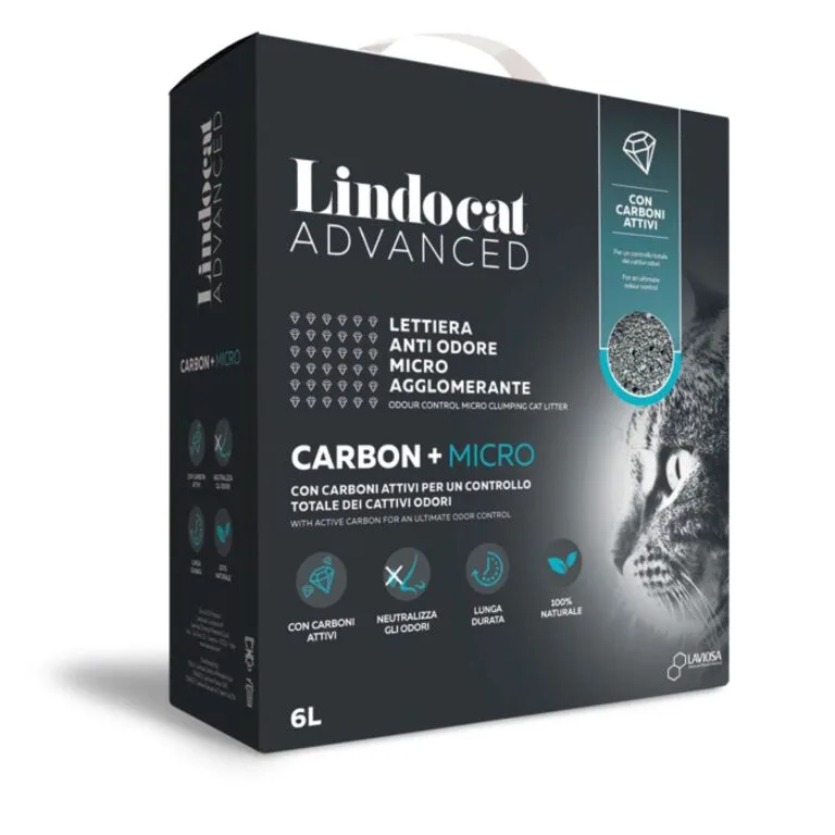 Наповнювач бентонітовий Lindocat Active Plus Carbon для котів, 6 л