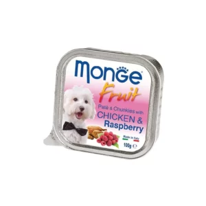 Вологий корм для собак Monge Dog Fruit з куркою і малиною, 100 г