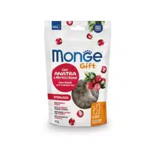 Ласощі для стерилізованих котів Monge Gift Cat Sterilised з качкою і журавлиною